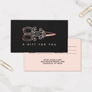 Antieke roze gouden schaar salon cadeaukaart visitekaartje