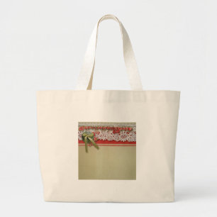 Antieke Roze Kant Rustieke Rode Victoriaanse Jute Grote Tote Bag
