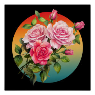 ANTIEKE ROZEN BLOEM ROOS BOeket Perfect Poster