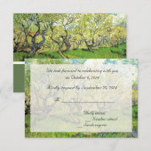 Antieke RSVP-kaarten.  Boomgaard in bloei Kaart (Voorkant / Achterkant)