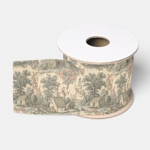 Antieke rustieke boerderij Franse Toile bloempatro Grosgrain Lint