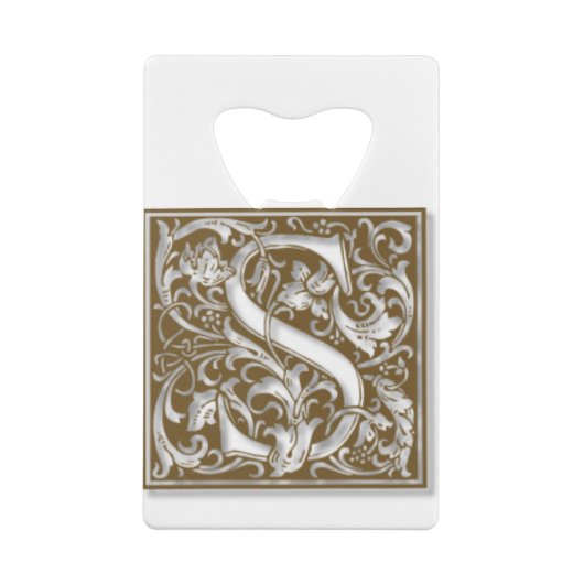 Antieke S-monogram Kredietkaart Flessenopener (Achterkant)