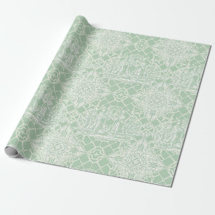Antieke Sage Toile met Klassieke Figuren Cadeaupapier