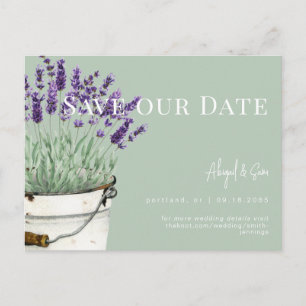 Antieke Salie & Lavendel Trouw Save our Date Briefkaart