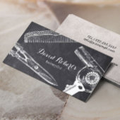 Antieke Schaar Kam Föhn Kapper Donker Visitekaartje