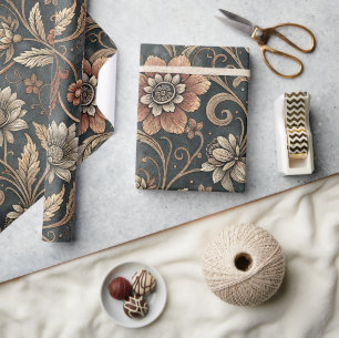 Antieke schemeringstuin damast cadeaupapier