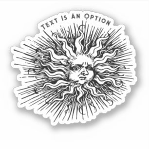 Antieke schets van mystieke zon sticker
