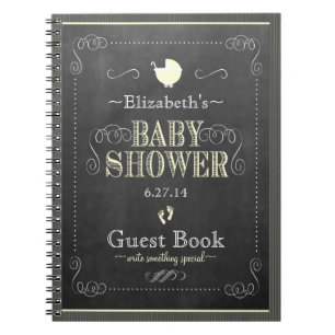 Antieke schoolbord gele baby shower gast boek- notitieboek
