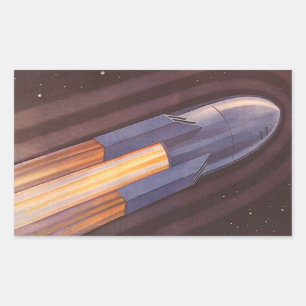 Antieke Sciencefiction Ruimteschip Raketten Rechthoekige Sticker