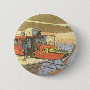 Antieke Sciencefiction Vliegtuig Helikopter Limo Ronde Button 5,7 Cm