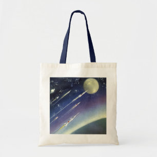 Antieke Sciencefictionraketten in de ruimte per pl Tote Bag