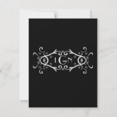 Antieke Scroll Monogram Zwarte & Witte Uitnodiging (Achterkant)