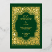 Antieke Sierlijke Bloemrand Bruiloft Folie Uitnodiging (Voorkant)