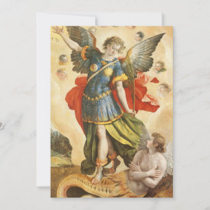 Antieke Sint-Michaël overwint Lucifer uitnodiging