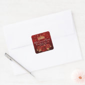 Antieke sjabloon met rode roos en goud elegant vierkante sticker (Envelop)