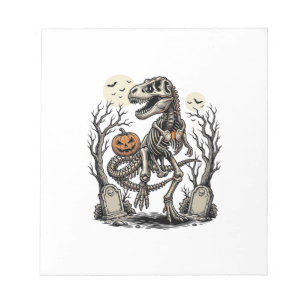 Antieke skelet dinosaurus Halloween kerkhof ontwer Notitieblok