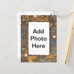 Antieke skelet sleutel frame voeg uw eigen foto to briefkaart