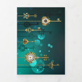 Antieke skelet sleutels op groene achtergrond drieluik wenskaart (Cover)