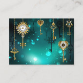 Antieke skelet sleutels op groene achtergrond informatiekaartje (Voorkant)