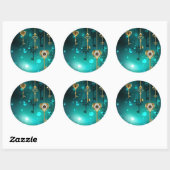 Antieke skelet sleutels op groene achtergrond ronde sticker (Vel)