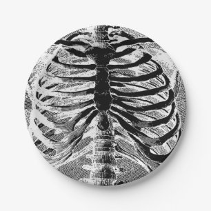 Antieke skeletbotten torso lichaam Halloween Papieren Bordje