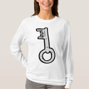 Antieke Skeletsleutel Handgetekend Zilver Antiek T-shirt