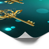 Antieke skeletsleutels op een groene achtergrond poster (Hoek)