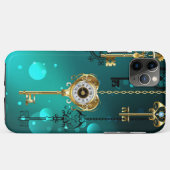 Antieke skeletsleutels op groene achtergrond Case-Mate iPhone case (Achterkant (horizontaal))