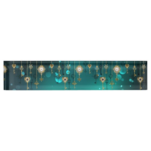 Antieke skeletsleutels op groene achtergrond naambordje (Voorkant)