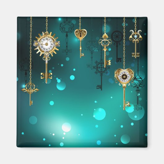 Antieke skelettoetsen op groene achtergrond magneet (Voorkant)