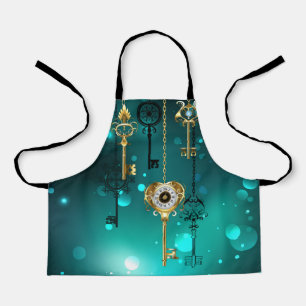 Antieke skelettoetsen op groene achtergrond schort