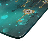 Antieke skelettoetsen op groene achtergrond snijplank (Hoek)