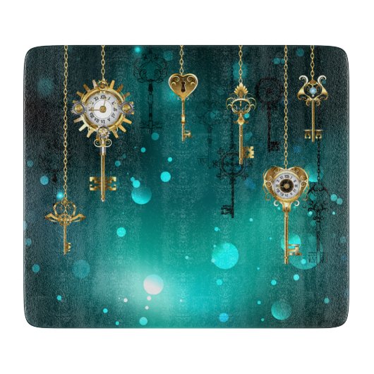 Antieke skelettoetsen op groene achtergrond snijplank (Voorkant)