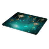 Antieke skelettoetsen op groene achtergrond snijplank (Hoek)