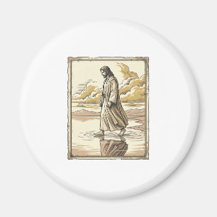 Antieke spirituele waterwandelinggravure magneet