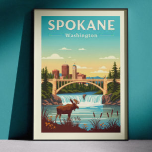 Antieke Spokane Washington Poster