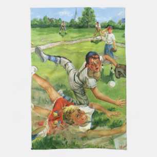 Antieke sport honkbal, kinderen teams spelend theedoek