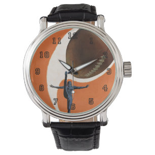 Antieke sport, voetballer die de bal trapt horloge