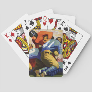 Antieke sport, voetballers in een wedstrijd pokerkaarten