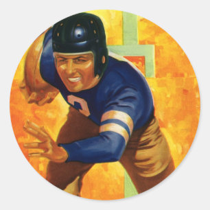 Antieke sport voetbalspeler quarterback hardloper ronde sticker