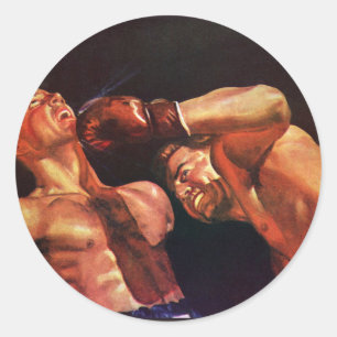 Antieke sportboksen, boksers slaan vecht ronde sticker