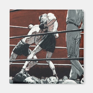 Antieke sportboksen, boksers vechten in de ring magneet