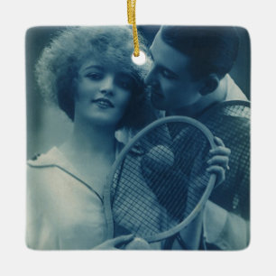 Antieke sporttennis, liefde en romantiek keramisch ornament