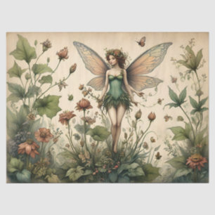 Antieke Sprookjes Bloem Vlinder Ontwerp Tissuepapier