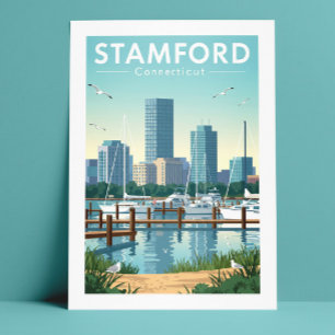 Antieke Stamford Connecticut Briefkaart
