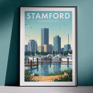Antieke Stamford Connecticut Poster