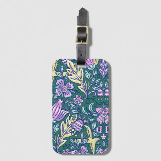 Antieke stijl bloemen en vogels patroon bagagelabel