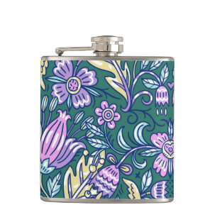 Antieke stijl bloemen en vogels patroon heupfles