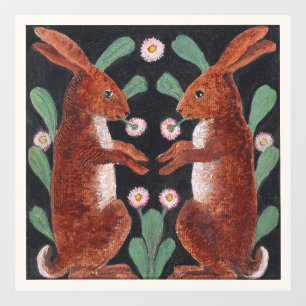 Antieke stijl boshaas lente bloem decoratie raamsticker