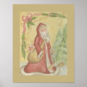 Antieke stijl Kerstman omkaderde wandkunst Poster